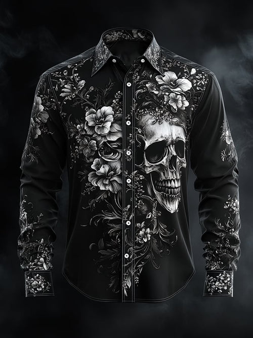 Men's Vintage Art Skull Shirt