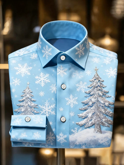 Men's Luxury Christmas Party Long Sleeve Button-Down Shirt