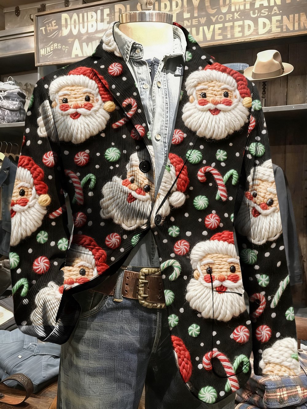 Men's Retro Casual Christmas Party Corduroy Suit Jacket