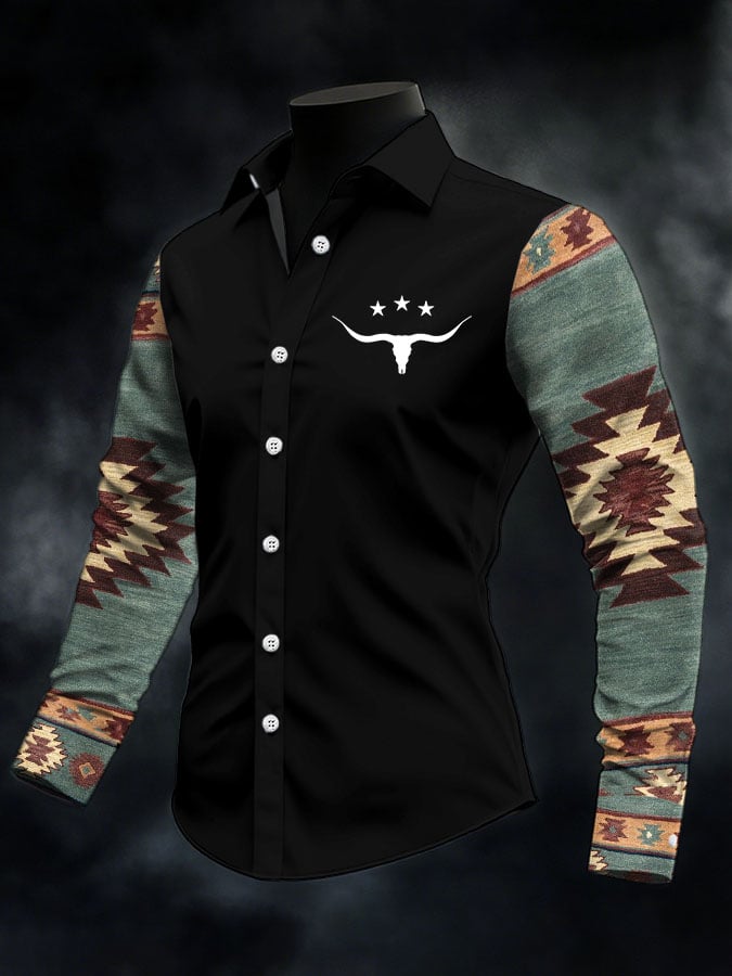Men's Retro Western Print Casual Shirt