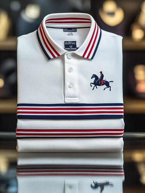 Men's Classic Business Logo Button Short Sleeve Polo Shirt