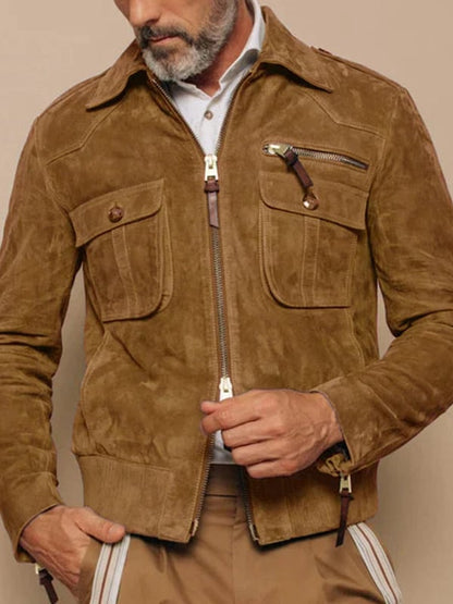 Mens Outdoor Vintage Zipper Pocket Jacket