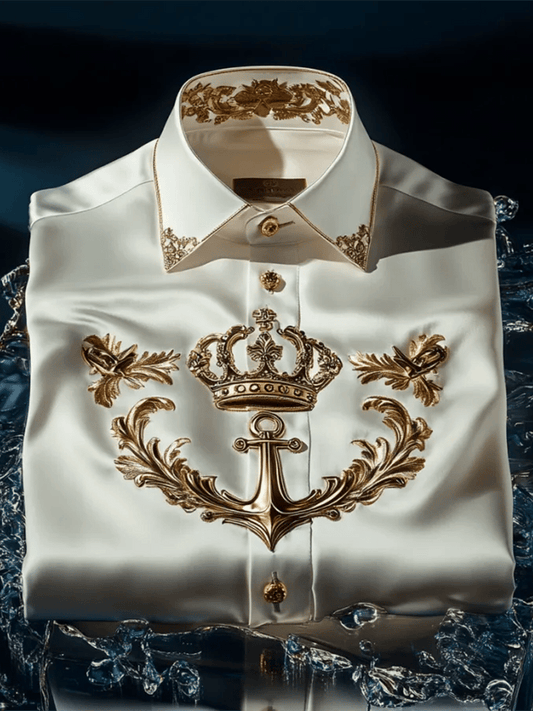 Men's Satin Luxe Print Short Sleeve Button Shirt