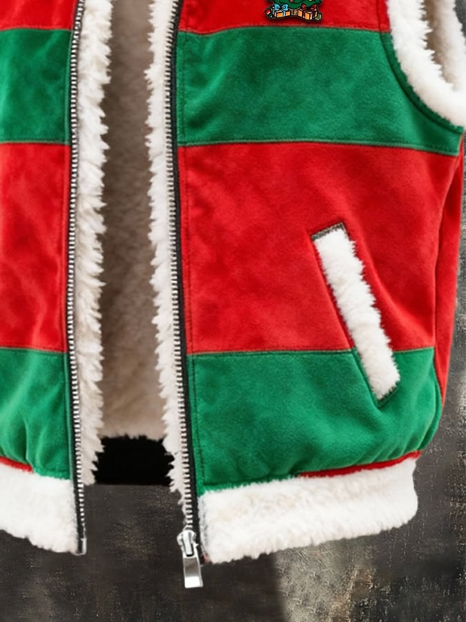 Men's Retro Suede Christmas Vest Jacket (With Detachable Brooch Design)