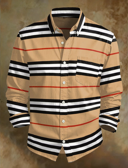 Men's Retro Abstract Art Print Comfortable Business Style Shirt