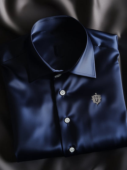 Men's Business Casual Logo Lapel Short Sleeve Shirt