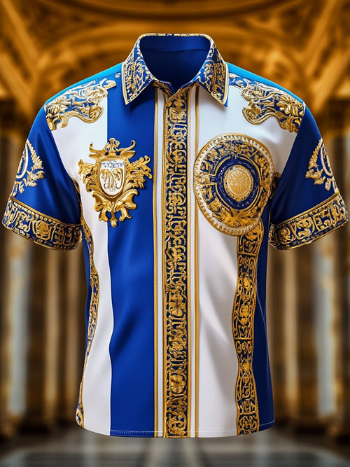 Men's Satin Luxe Print Short Sleeve Button Shirt
