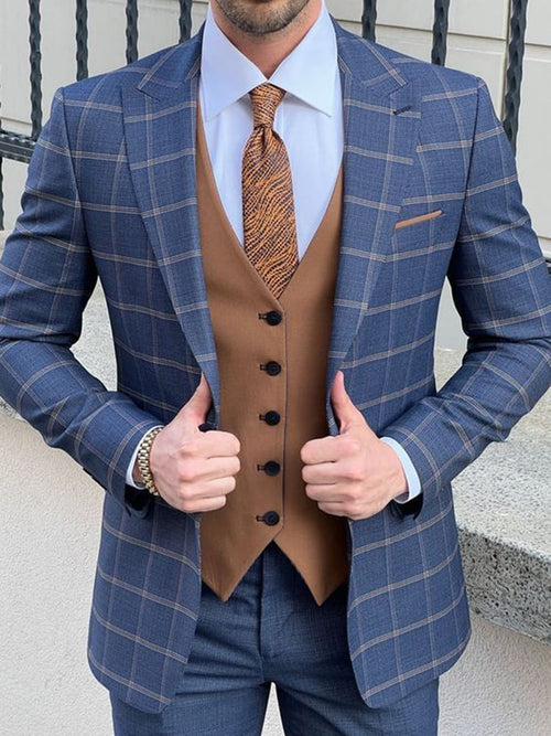 ManMen's Luxury Business Plaid Blazers