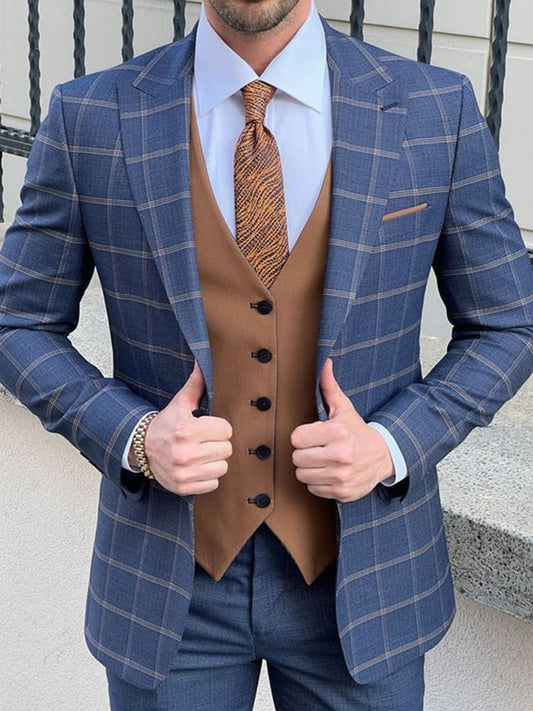 ManMen's Luxury Business Plaid Blazers