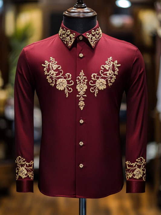Men's Satin Luxe Long Sleeve Button Down Shirt