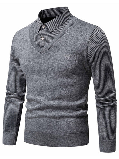 Men's Fashionable Velvet Thickened Warm Fake Two-Piece Sweater
