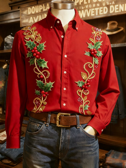 Men's Casual Christmas Long Sleeve Shirt