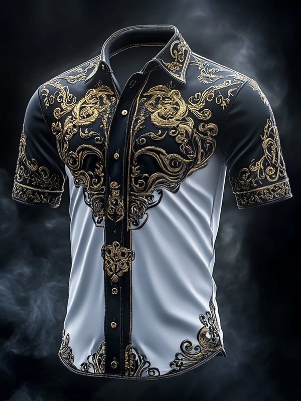 Men's Retro Viking Graphic Short Sleeve Shirt