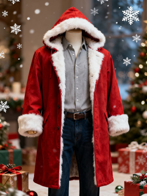 Men's fur-lined hooded coat