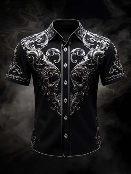 Men's Retro Gothic Pattern Short Sleeve Shirt