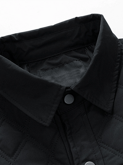 Men's Retro Diamond Pleated Cotton Multi-Pocket Casual Cotton Jacket