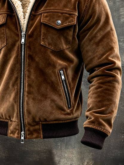 Men'S Vintage Warm Plus Velvet Outdoor Jacket
