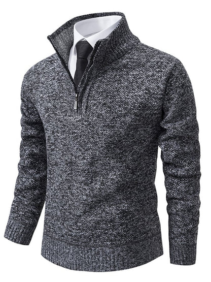 Men's Fashionable Velvet Warm Zipper Design Sweater