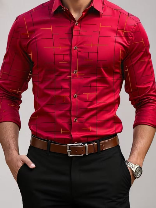 Men's Street Style Business Casual Printed Long Sleeve Shirt