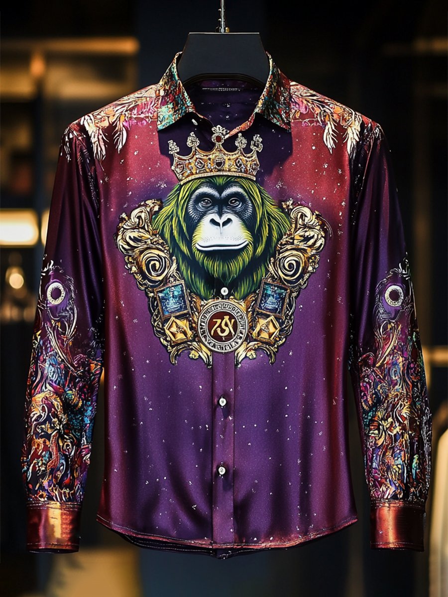 Men's Satin Luxe Long Sleeve Button Down Shirt