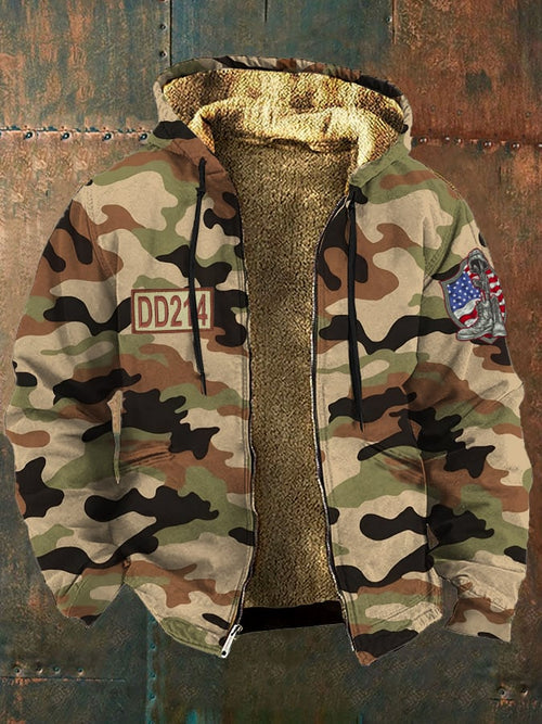 Men's Camouflage Veteran DD-214 Printed Fleece Jacket