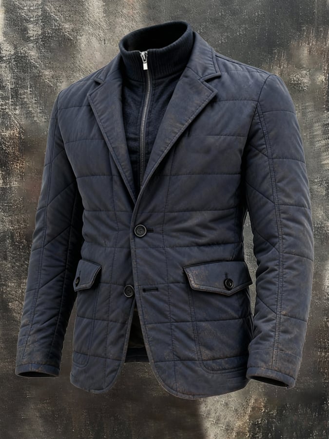 Men'S Vintage Warm Fake Two-Piece Outdoor Cotton Jacket