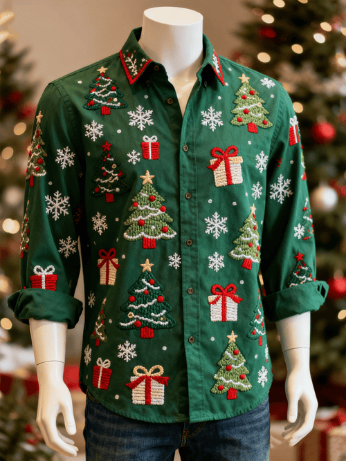 Men's Christmas Evergreen Gift Long-Sleeved Shirt