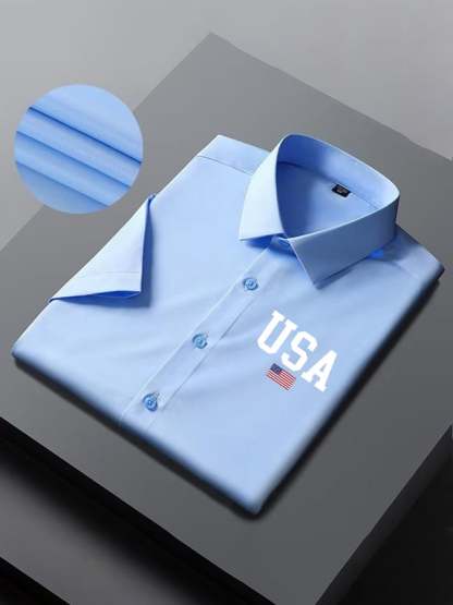 Men's Independence Day Flag Print Short Sleeve Shirt