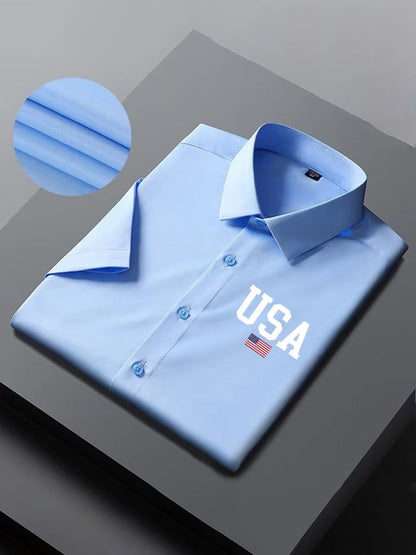 Men's Independence Day Flag Print Short Sleeve Shirt