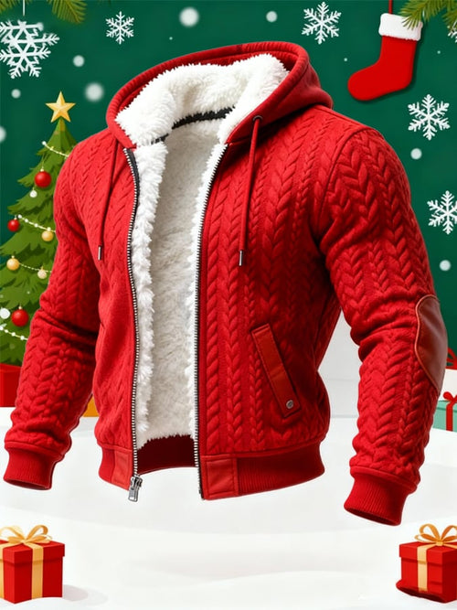 Men's Retro Knitted Jacquard Fleece-Lined Warm Christmas Outdoor Jacket