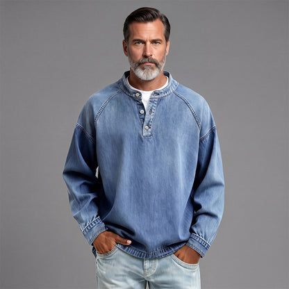 Men's Distressed Denim Casual Shirt