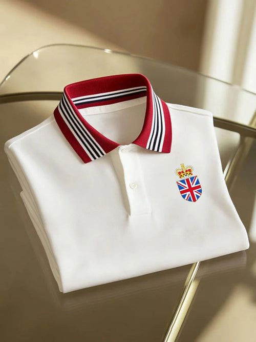 Men's Business Union Jack Casual Button Short Sleeve Polo Shirt