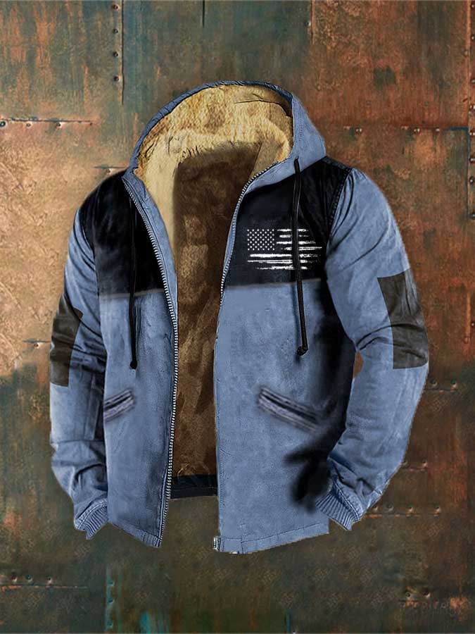 Men'S Vintage Flag Westward Print Outerwear