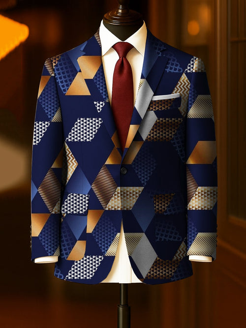 Men's Business Casual Large Pocket Print Blazers