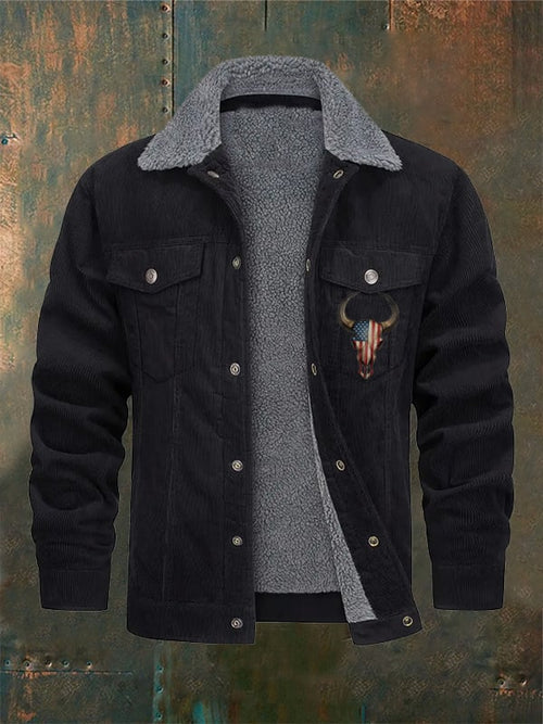 Men's Vintage Flannel Collar Pocket Outdoor Jacket