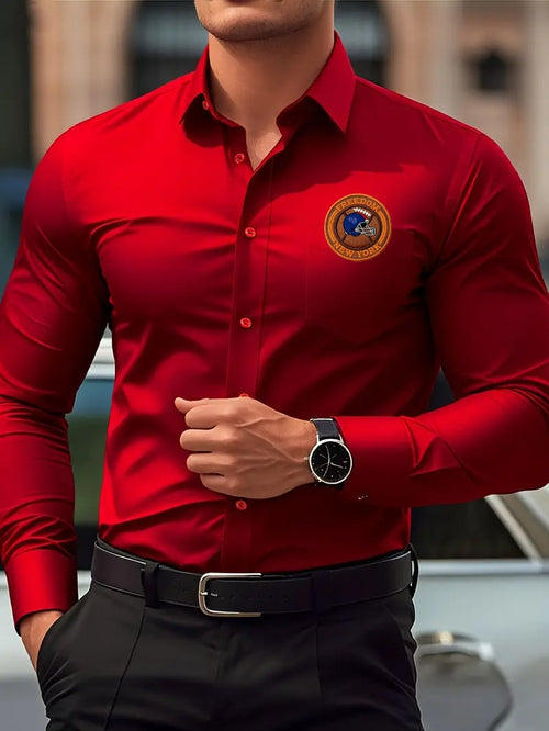 Men's Street Style Business Football Printed Long Sleeve Shirt