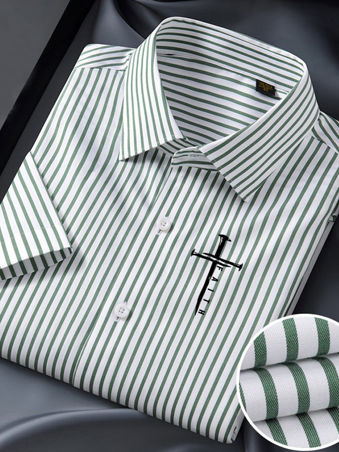 Men's Faith Cross Print Short Sleeve Shirt