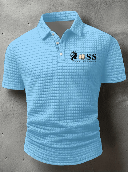 Men's Retro Letter Printed Casual Checkered Fabric Polo Shirt