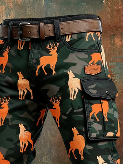 Men's Vintage Camouflage Distressed Pocket Work Pants