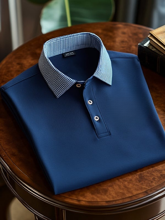 Men's Business Casual Button Short Sleeve Polo Shirt