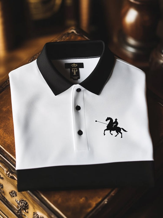 Men's Classic Business Logo Button Short Sleeve Polo Shirt