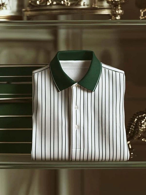 Men's Classic Business Logo Button Short Sleeve Polo Shirt