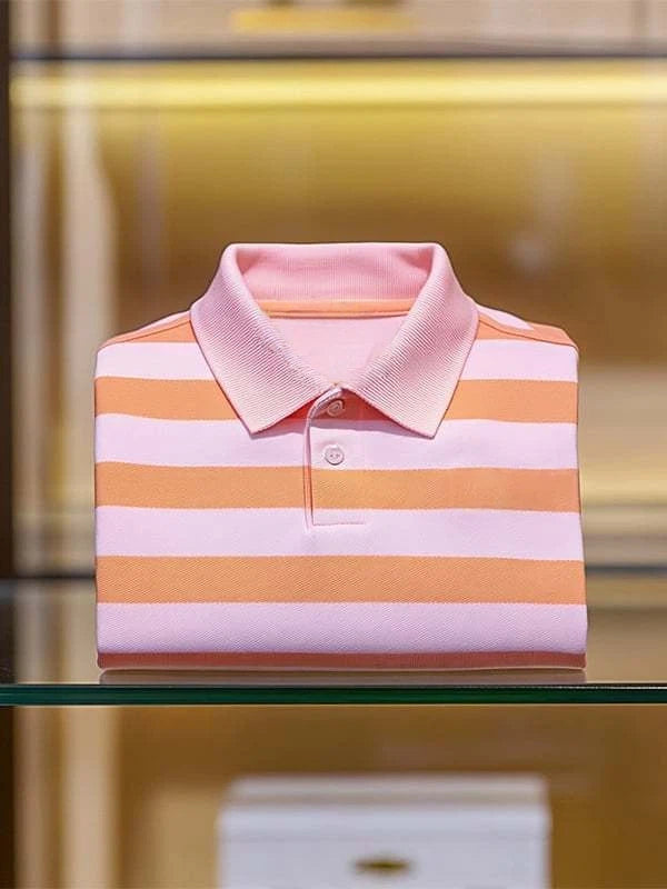 Men's Classic Business Logo Button Short Sleeve Polo Shirt