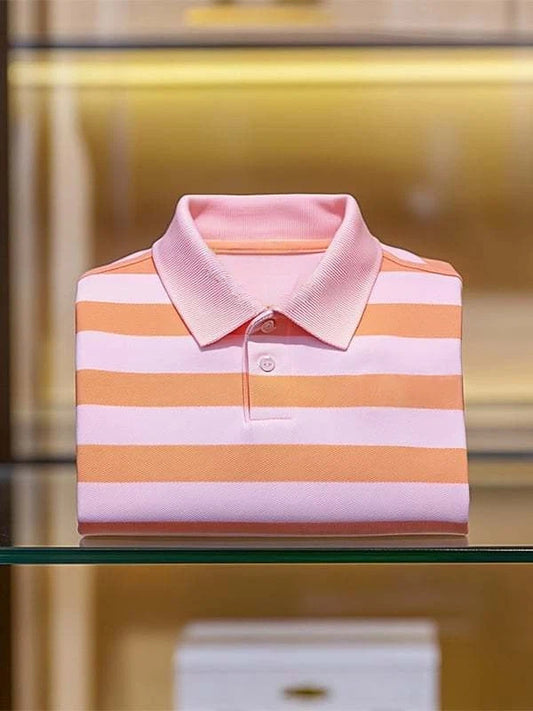 Men's Classic Business Logo Button Short Sleeve Polo Shirt