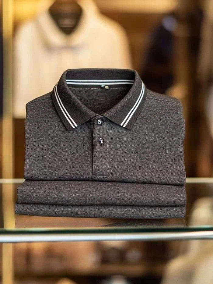 Men's Classic Business Logo Button Short Sleeve Polo Shirt