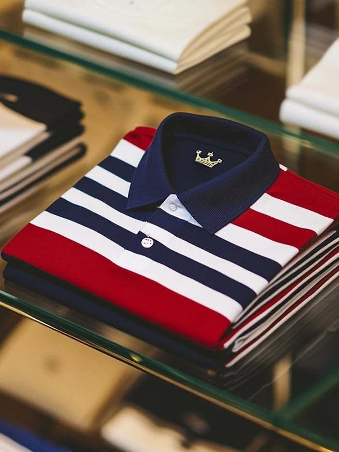 Men's Classic Business Logo Button Short Sleeve Polo Shirt