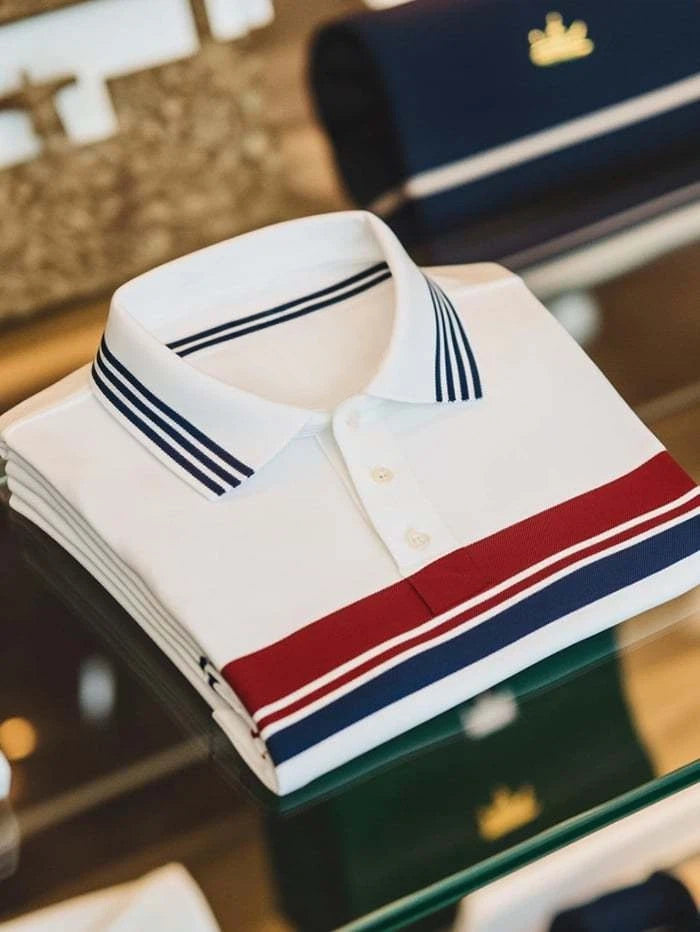 Men's Classic Business Logo Button Short Sleeve Polo Shirt