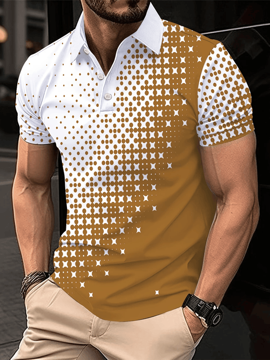 Men's Classic Business Logo Button Short Sleeve Polo Shirt