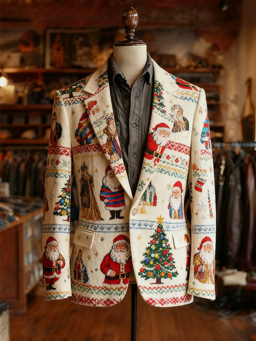 Men's Business Casual Velvet Christmas Suit Jacket