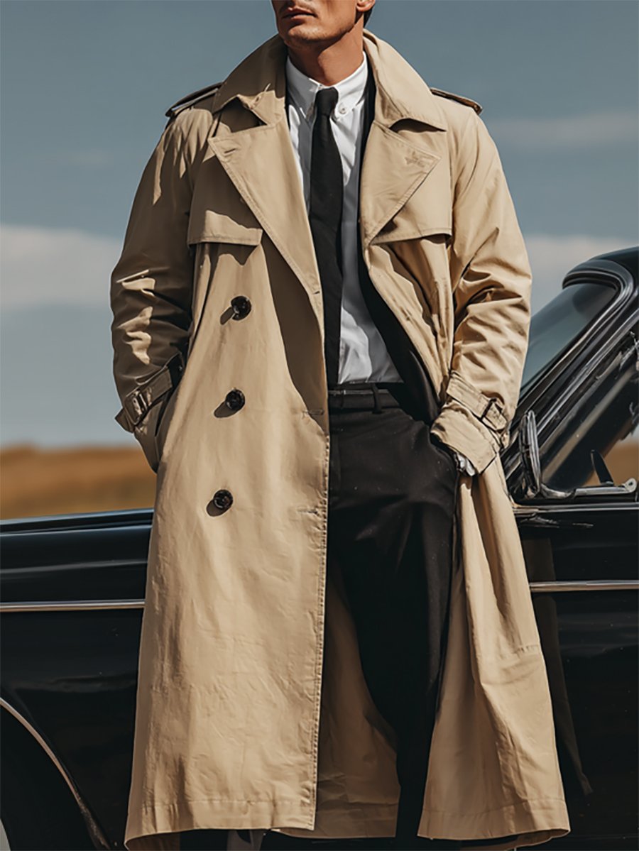 Men's Business Casual Fashion Long Trench Coat